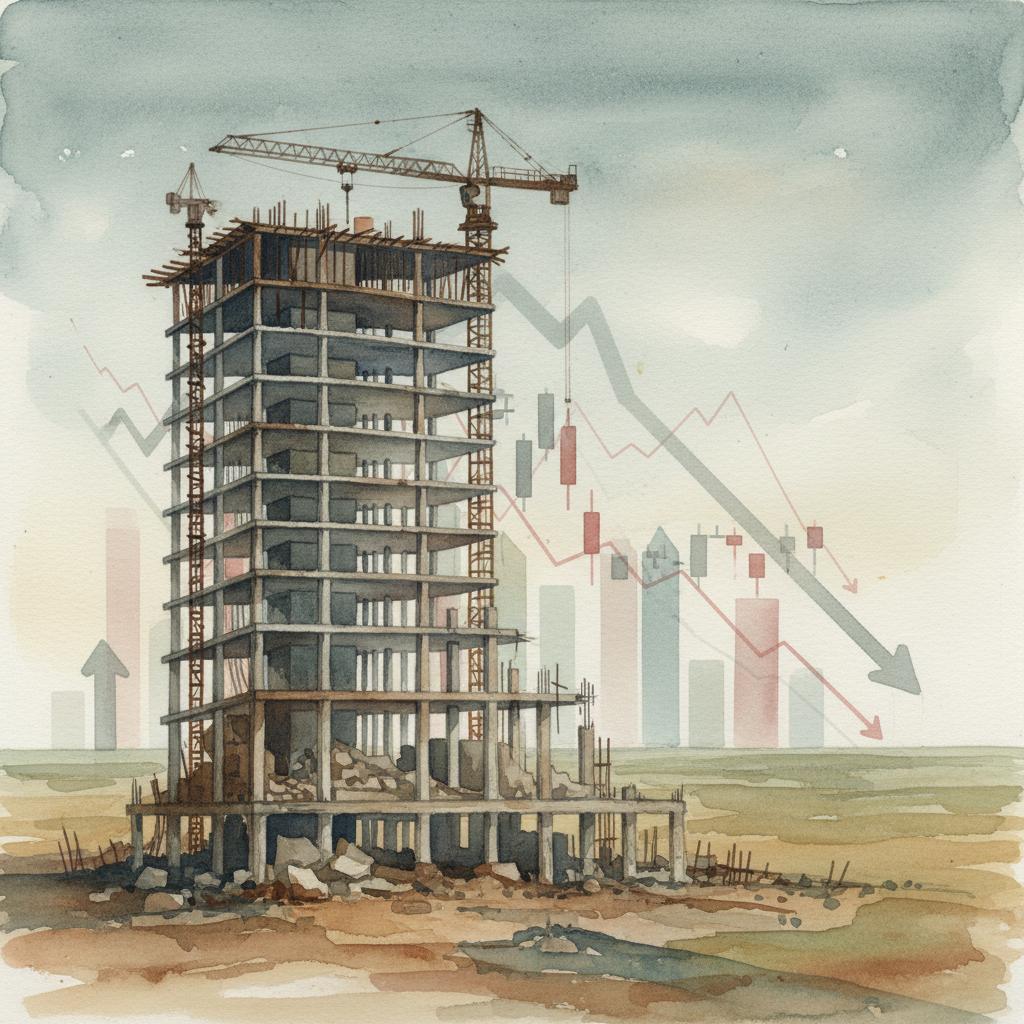 artistic representation of an abandoned construction site and precious financial conditions