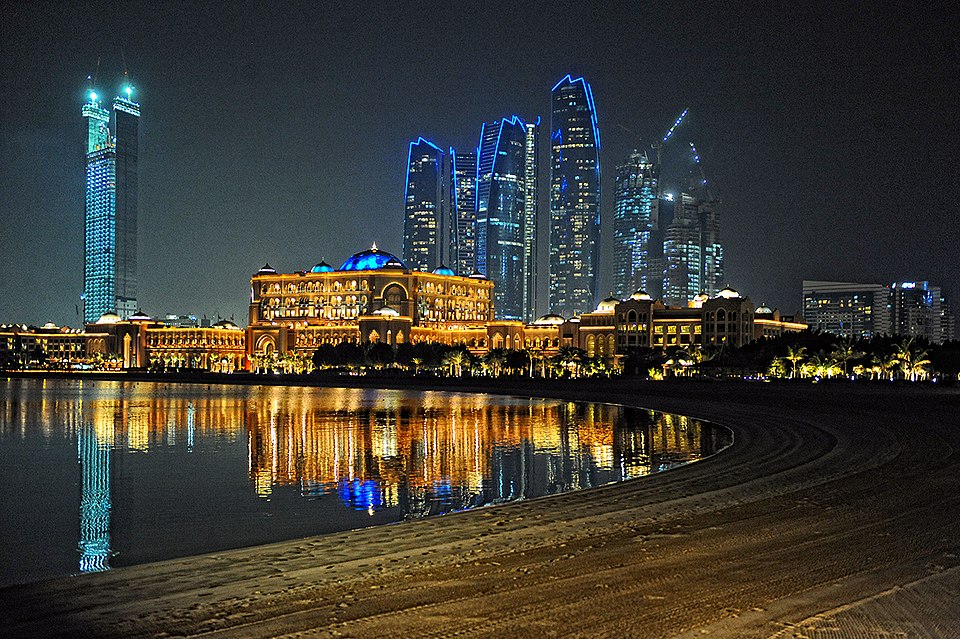 Night view of Abu Dhabi skyline c. 2013