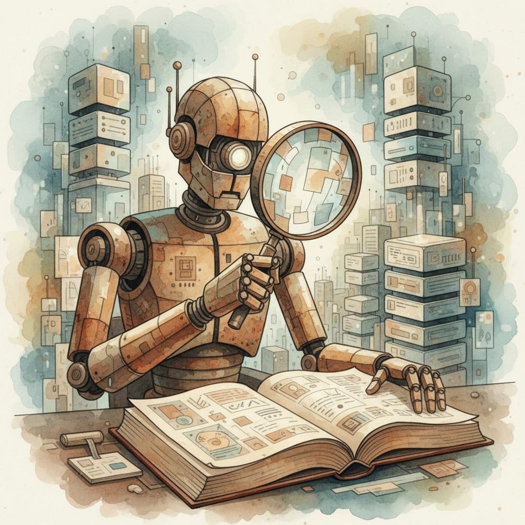 artistic representation of ai search in a digital library