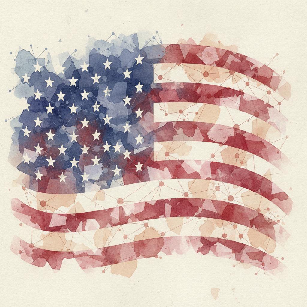 artistic representation of the american flag as a directed acyclic graph