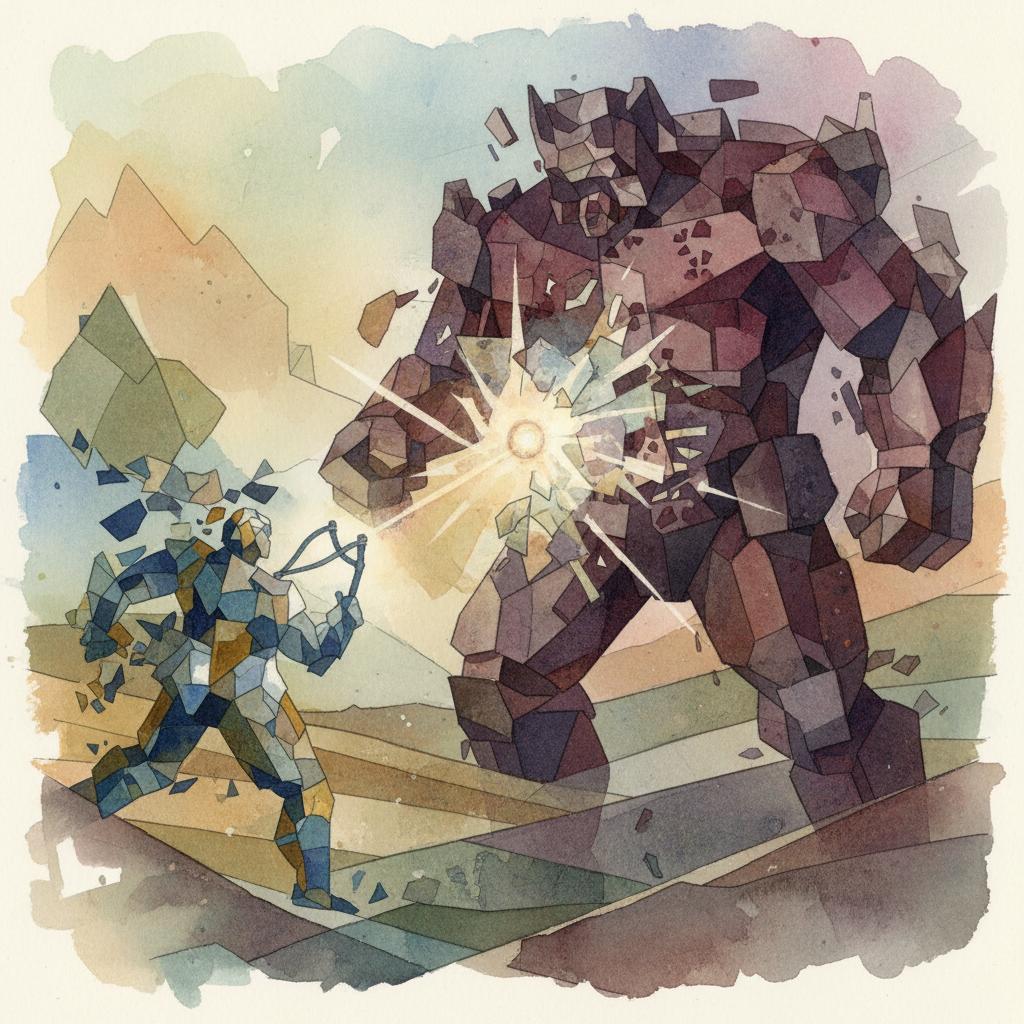 artistic representation of david vs goliath