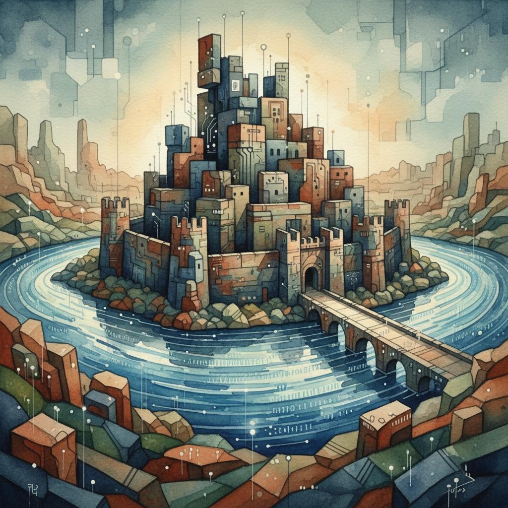 artistic representation of a moat around a digital castle