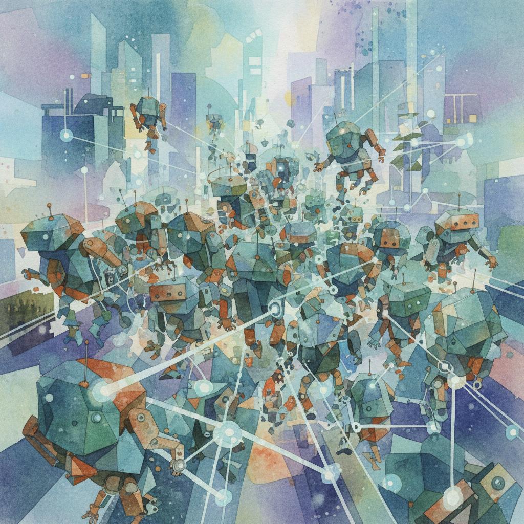 artistic representation of a swarm of agents