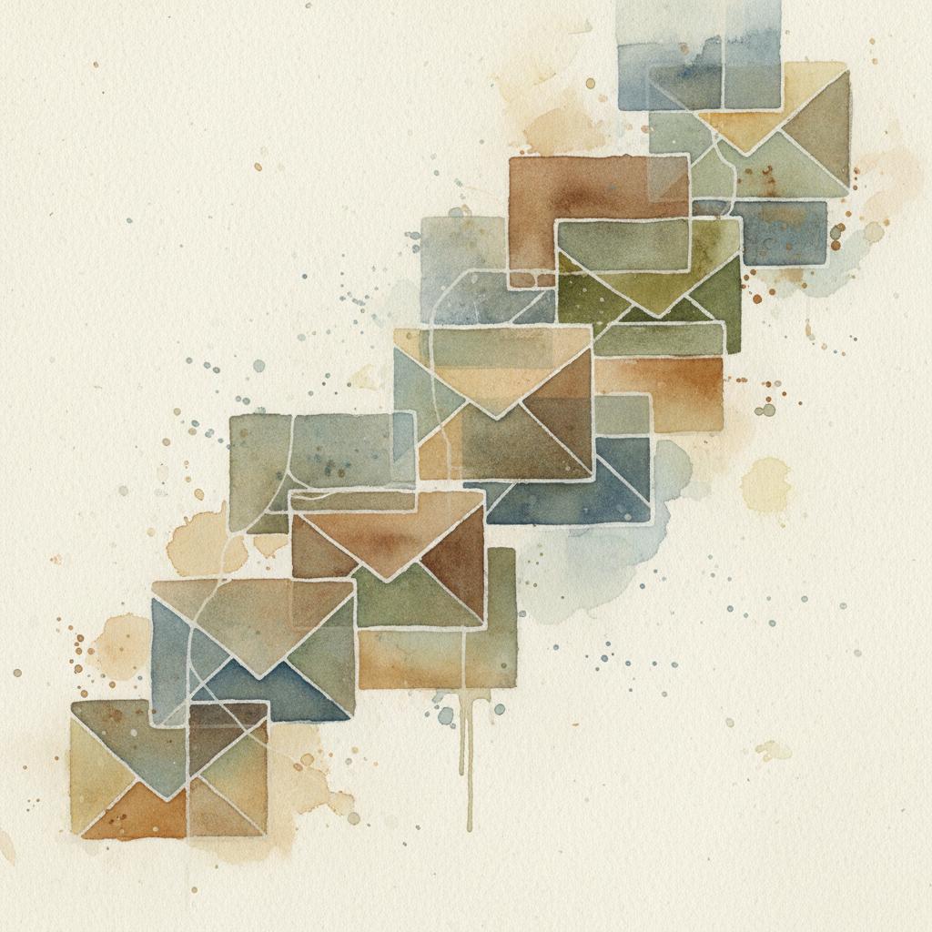 artistic representation of a chain of emails