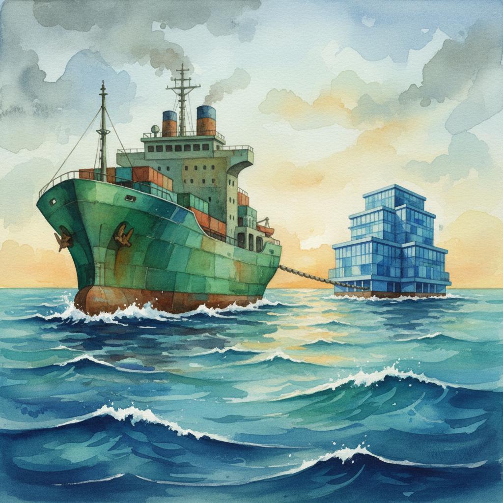 artistic representation of business being strategically steered by a larger enterprise