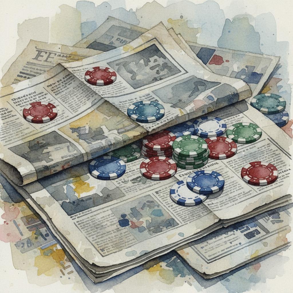 artistic representation of newspapers covered in poker chips