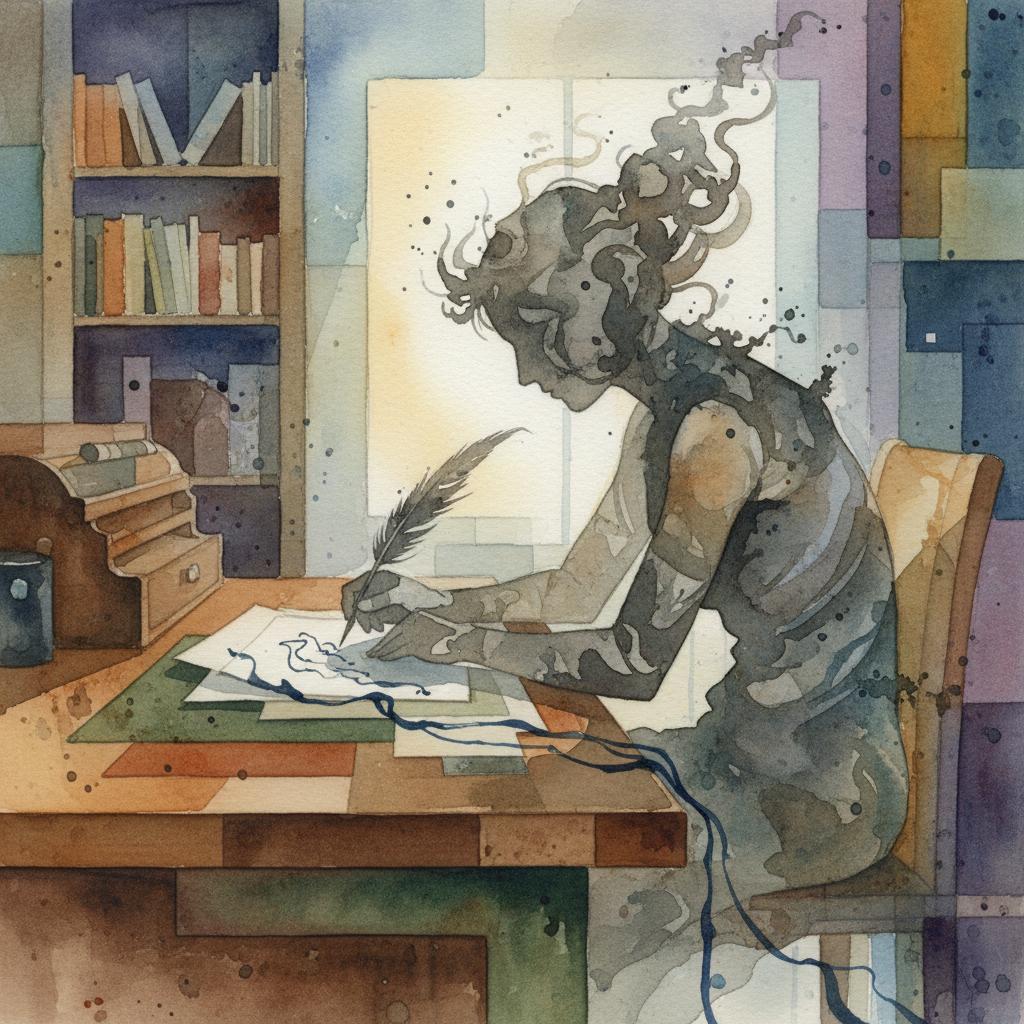 artistic figure of a silhouette writing a paper