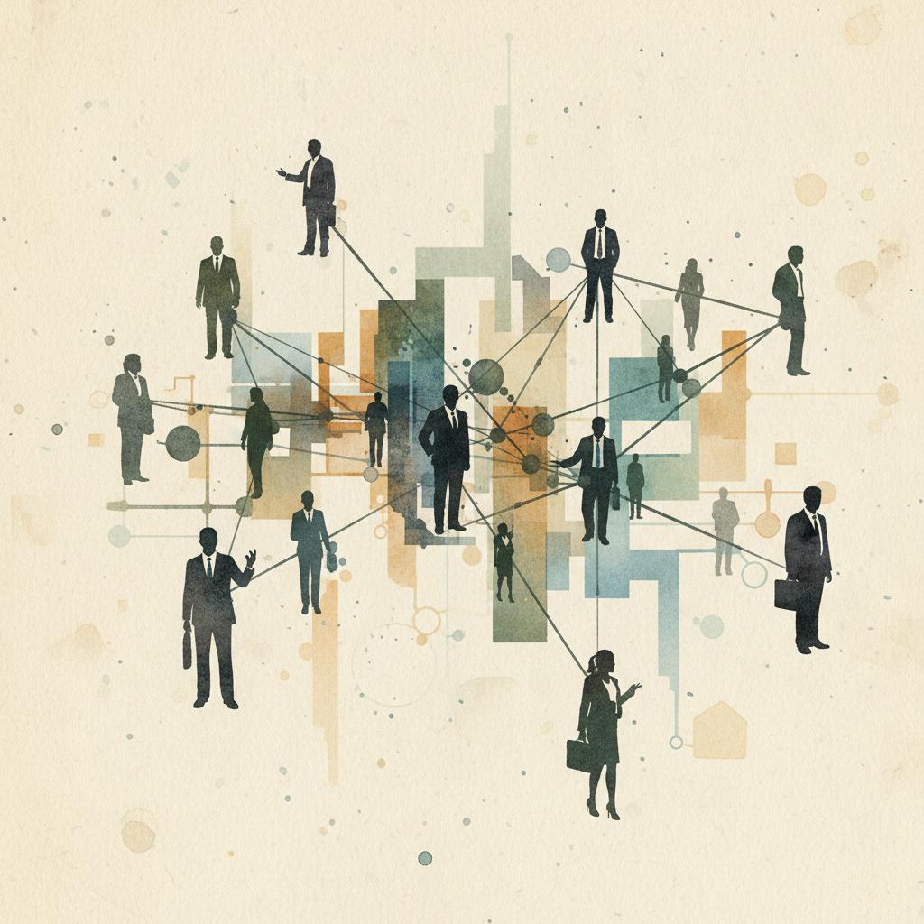 artistic representation of a graph network of human relationships
