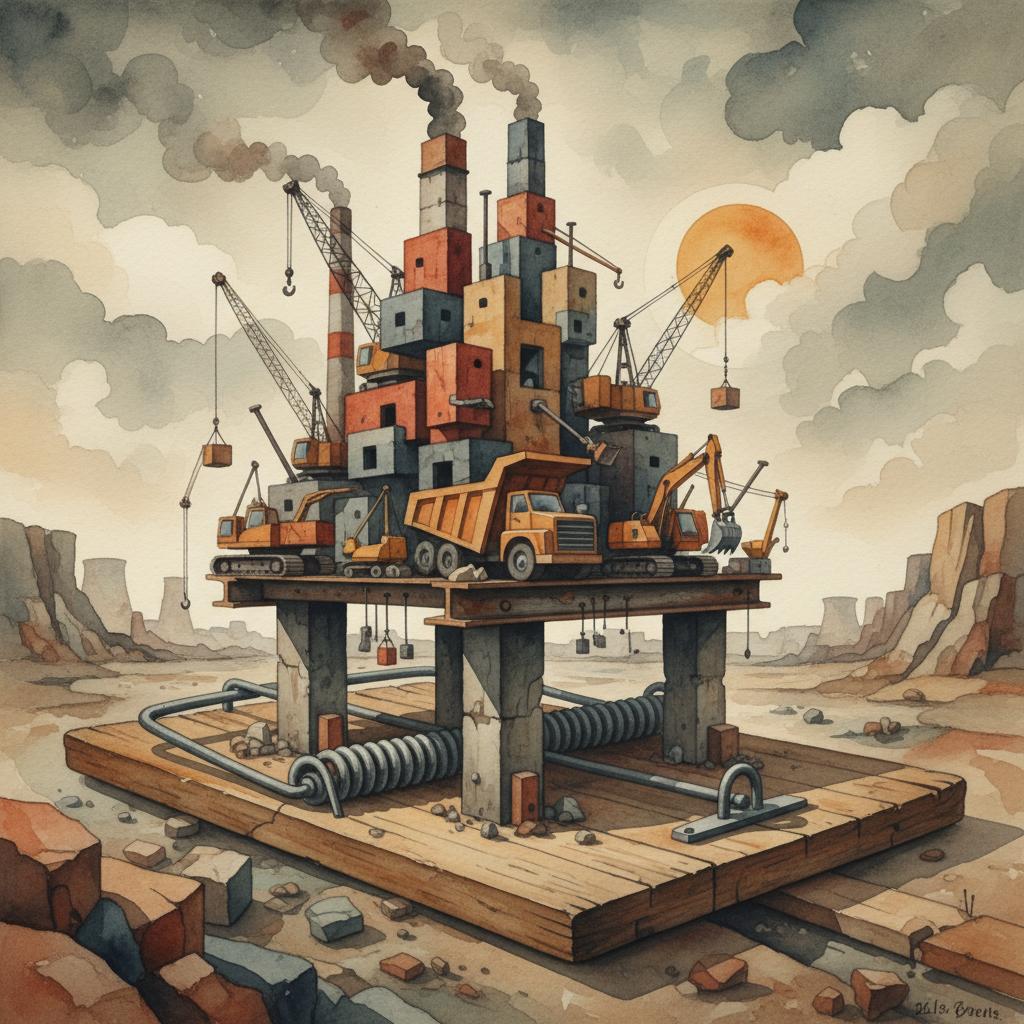 artistic representation of a heavy industrial construction site on a mousetrap