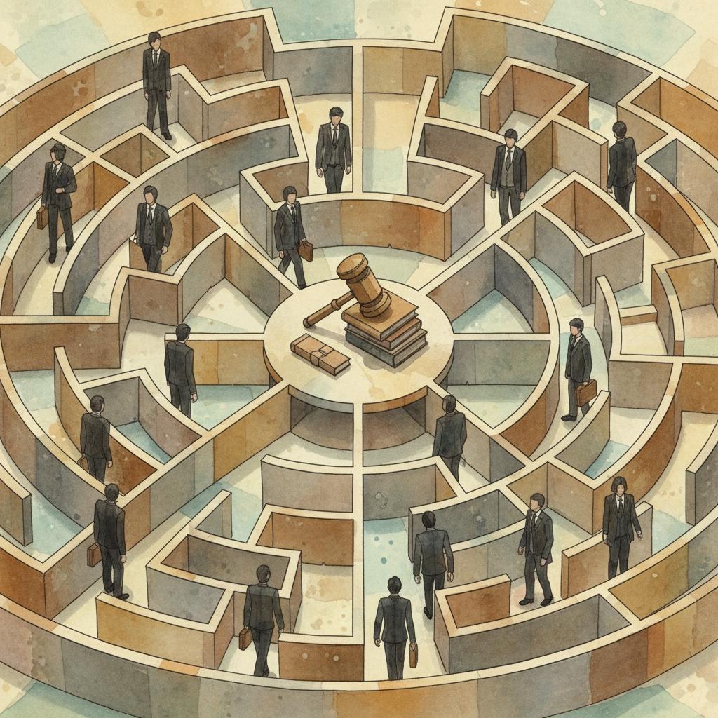 artistic representation of lawyers in a labyrinth