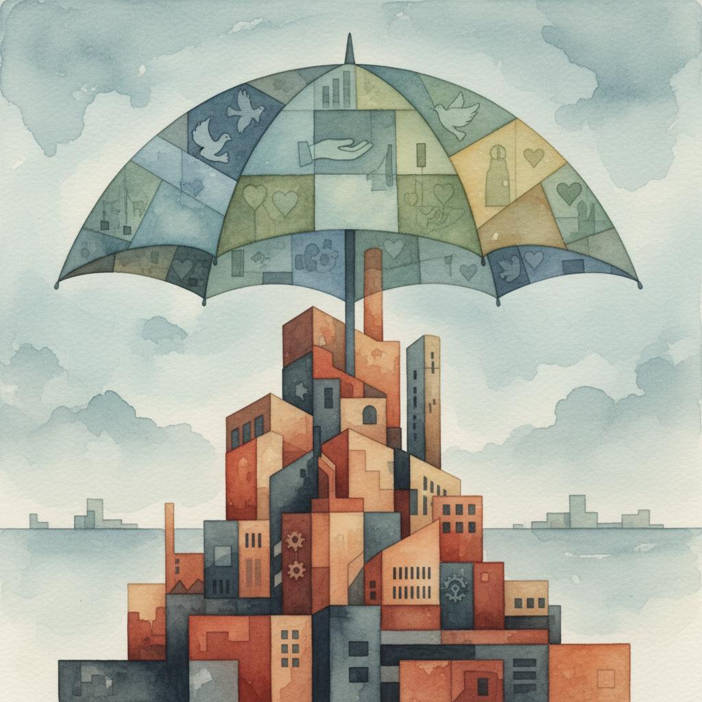 artistic representation of a nonprofit umbrella over a company