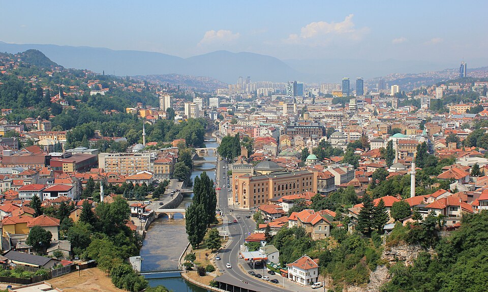 View from the east over the Bosnian capital of Sarajevo