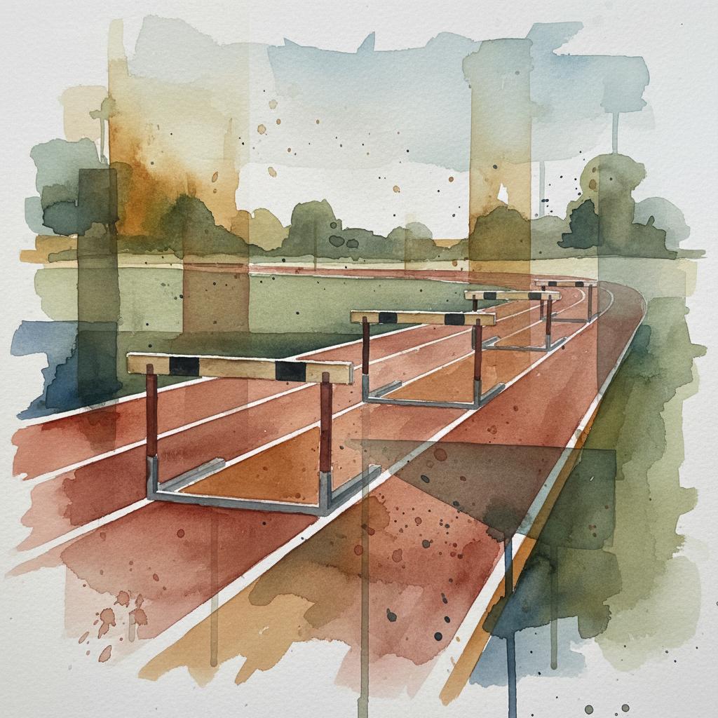 artistic representation of hurdles on a running track