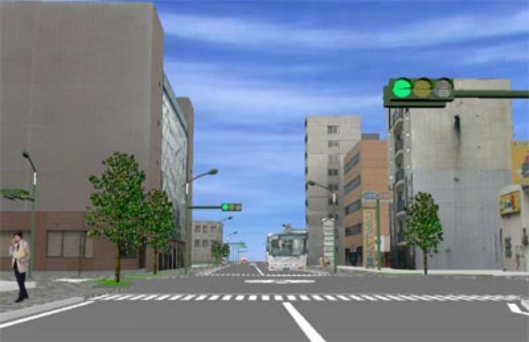 VRML-based render of a Japanese city