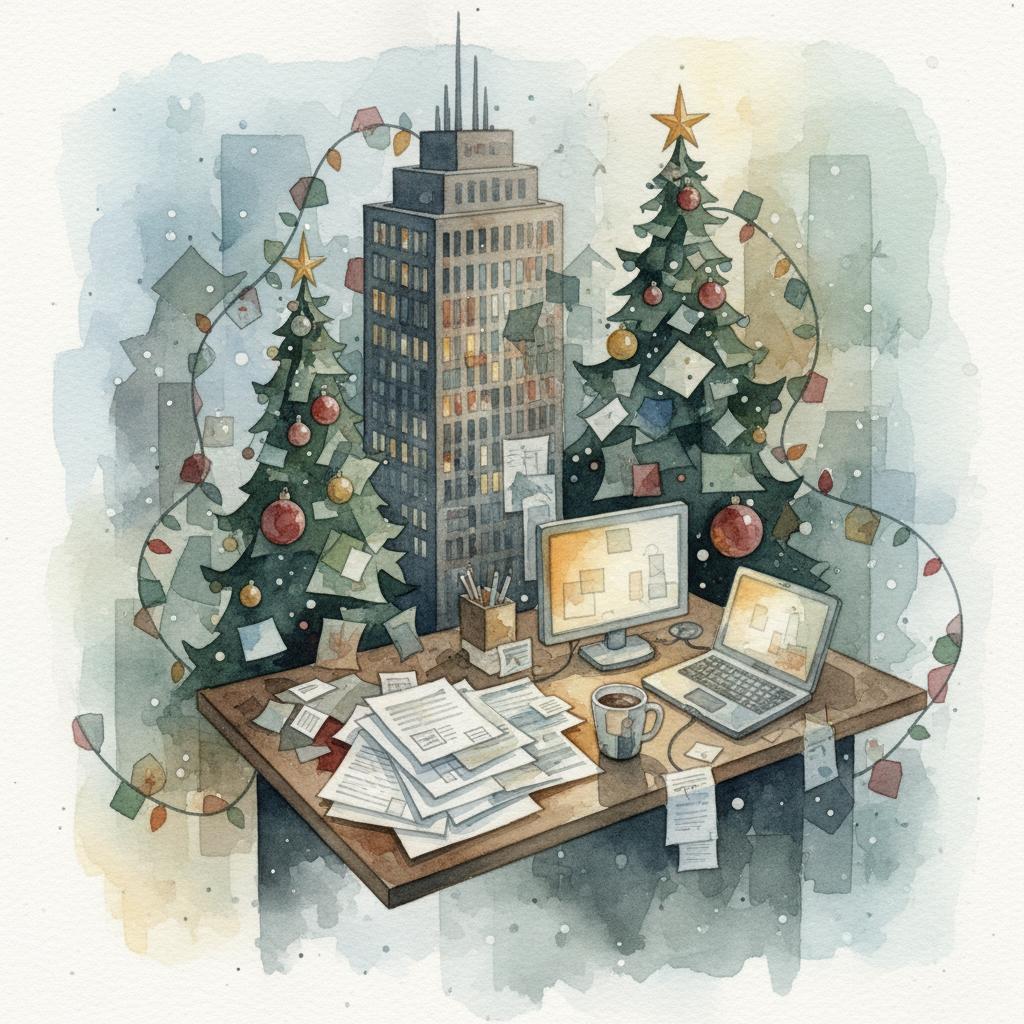 artistic representation of workaholic christmas